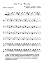 Birthday - Katy Perry drum sheet music