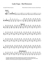 Bad Romance - Lady Gaga drum sheet music