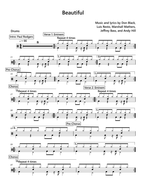 Beautiful - Eminem drum sheet music