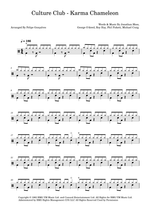 Karma Chameleon - Culture Club drum sheet music