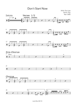 Don't Start Now - Dua Lipa drum sheet music