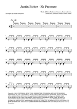 No Pressure - Justin Bieber drum sheet music