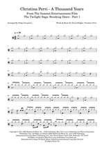 A Thousand Years - Christina Perri drum sheet music