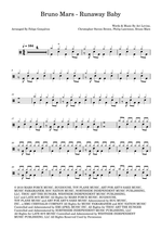 Runaway Baby - Bruno Mars drum sheet music