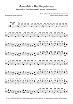 Bad Reputation - Joan Jett drum sheet music
