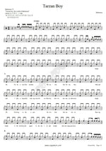 Tarzan Boy Baltimora Full Drum Transcription / Drum Sheet Music COPYDRUM