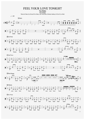 Feel Your Love Tonight - Van Halen - Full Drum Transcription / Drum Sheet Music - AriaMus.com