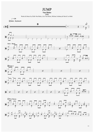 Jump - Van Halen - Full Drum Transcription / Drum Sheet Music - AriaMus.com