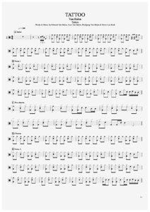 Tattoo - Van Halen - Full Drum Transcription / Drum Sheet Music - AriaMus.com