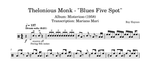 Blues Five Spot Thelonious Monk Selection Drum Transcription / Drum Sheet Music Stick & Soul Jazz Drums Insights