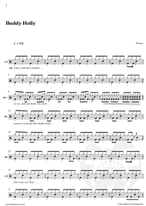 Buddy Holly - Weezer - Full Drum Transcription / Drum Sheet Music - AriaMus.com