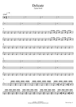 Delicate Taylor Swift Full Drum Transcription / Drum Sheet Music COPYDRUM