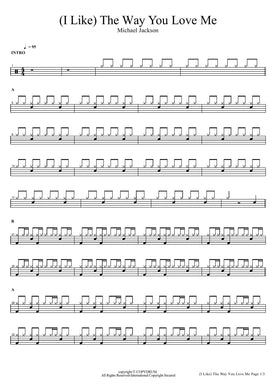 (I Like) The Way You Love Me Michael Jackson Full Drum Transcription / Drum Sheet Music COPYDRUM