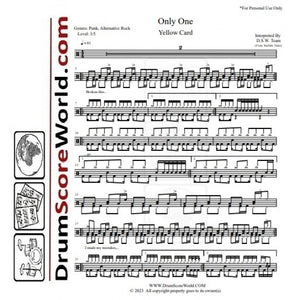 Only One - Yellowcard - Full Drum Transcription / Drum Sheet Music - DrumScoreWorld.com