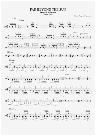 Far Beyond the Sun - Yngwie Malmsteen - Full Drum Transcription / Drum Sheet Music - AriaMus.com