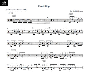 Can't Stop - Red Hot Chili Peppers - Full Drum Transcription / Drum Sheet Music - Drum Sheet MX