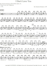 I Don't Love You My Chemical Romance Full Drum Transcription / Drum Sheet Music COPYDRUM