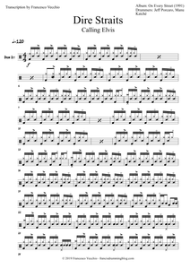 Calling Elvis - Dire Straits - Full Drum Transcription / Drum Sheet Music - FrancisDrummingBlog.com