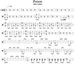 Poison Alice Cooper Full Drum Transcription / Drum Sheet Music Cyril Mayer