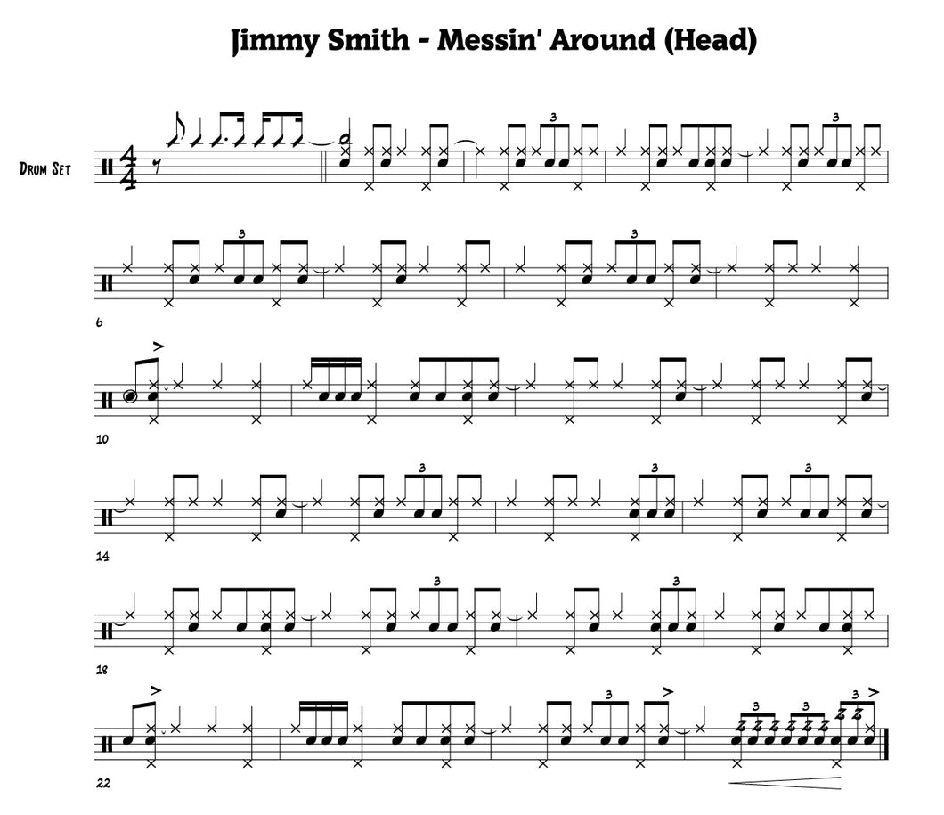 Messin' Around - Jimmy Smith - Selection Drum Transcription / Drum Sheet Music - FrancisDrummingBlog.com