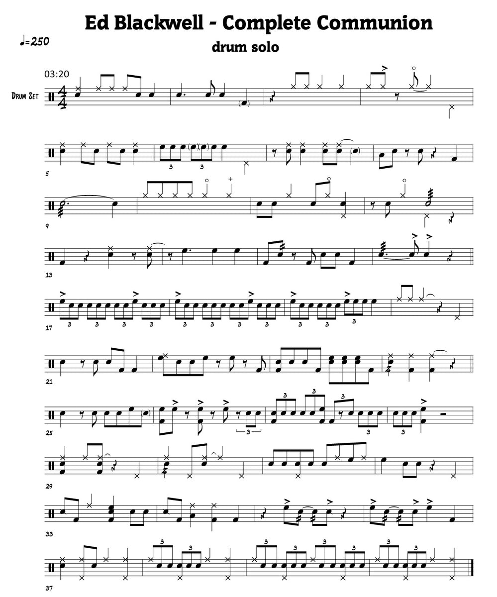 Complete Communion - Don Cherry - Drum Sheet Music ...