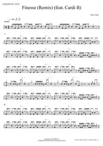 Finesse (Remix) (feat. Cardi B) Bruno Mars Full Drum Transcription / Drum Sheet Music COPYDRUM