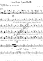 Pour Some Sugar on Me Def Leppard Full Drum Transcription / Drum Sheet Music COPYDRUM