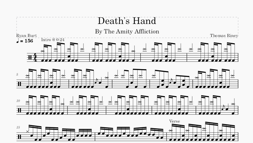 Death's Hand - The Amity Affliction - Full Drum Transcription / Drum S ...