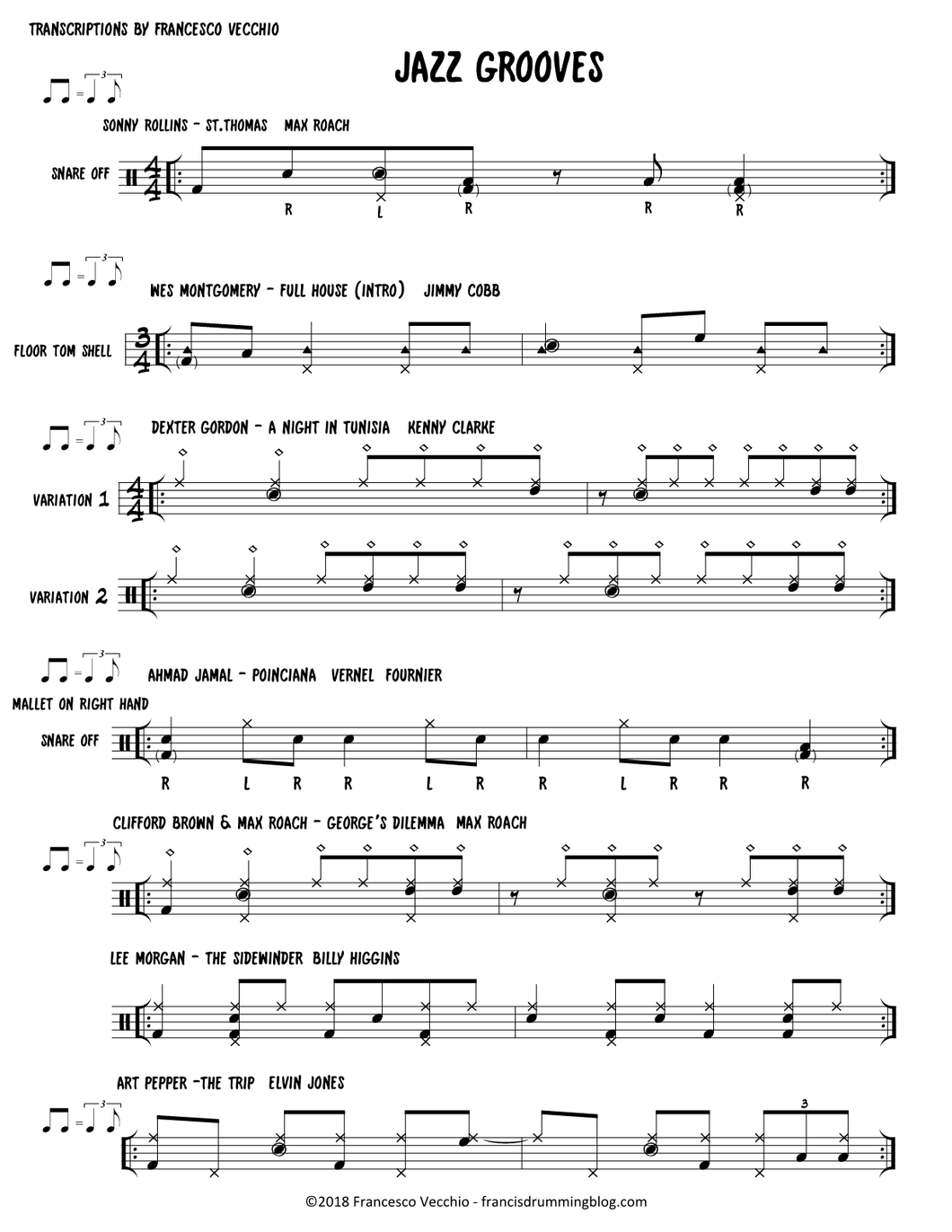 Ponciana - Ahmad Jamal - Selection Drum Transcription / Drum Sheet Music - FrancisDrummingBlog.com
