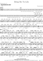Bring Me to Life Evanessence Full Drum Transcription / Drum Sheet Music COPYDRUM