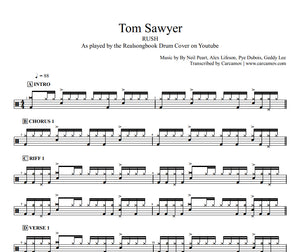 Tom Sawyer - Rush - Full Drum Transcription / Drum Sheet Music - Realsongbook