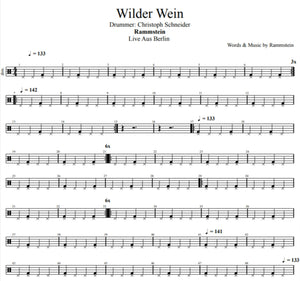 Wilder Wein - Rammstein - Rough Draft Drum Transcription / Drum Sheet Music - DrumSetSheetMusic.com