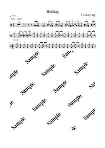 Holiday - Green Day - Full Drum Transcription / Drum Sheet Music - KiwiDrums