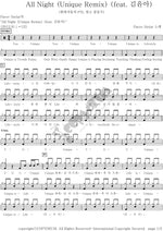 All Night (Unique Remix) Parov Stelar Full Drum Transcription / Drum Sheet Music COPYDRUM