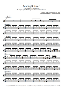 Midnight Rider - The Allman Brothers Band - Full Drum Transcription / Drum Sheet Music - Realsongbook