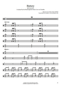 Battery - Metallica - Full Drum Transcription / Drum Sheet Music - Realsongbook