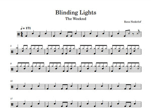 Blinding Lights - The Weeknd - Full Drum Transcription / Drum Sheet Music - Renz Nederlof