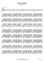 Down Bad Taylor Swift Full Drum Transcription / Drum Sheet Music COPYDRUM