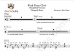 Pink Pony Club Chappell Roan Simplified Drum Transcription / Drum Sheet Music Drumnuts