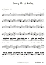 Sunday Bloody Sunday U2 (The Band) Full Drum Transcription / Drum Sheet Music COPYDRUM
