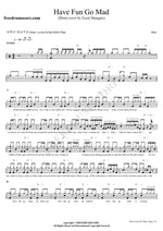 Have Fun Go Mad (Excel Mangare Drum Cover) Blair MacKichan Full Drum Transcription / Drum Sheet Music COPYDRUM