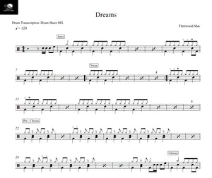 Dreams - Fleetwood Mac - Full Drum Transcription / Drum Sheet Music - Drum Sheet MX