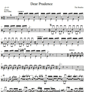Dear Prudence - The Beatles - Full Drum Transcription / Drum Sheet Music - Sohn Compositions