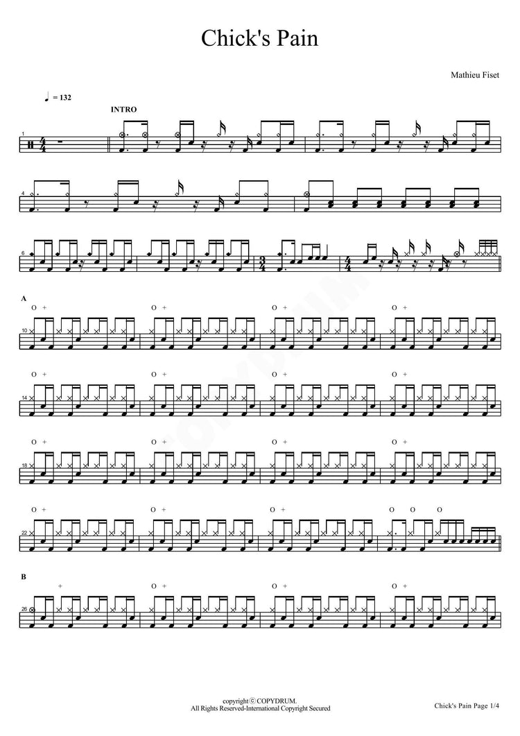 Chick's Pain - Mathieu Fiset - Drum Sheet Music - COPYDRUM ...