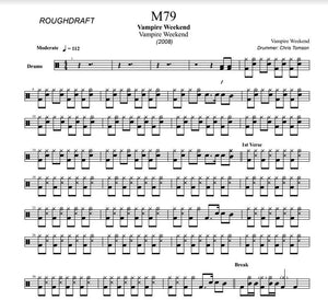 M79 - Vampire Weekend - Rough Draft Drum Transcription / Drum Sheet Music - DrumSetSheetMusic.com