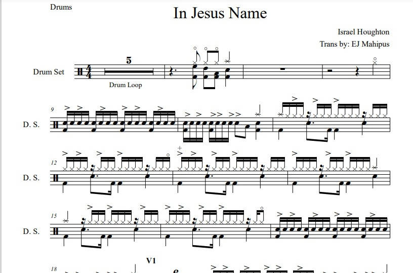 In Jesus Name - Israel Houghton & New Breed - Full Drum Transcription / Drum Sheet Music - Drumsheets4U