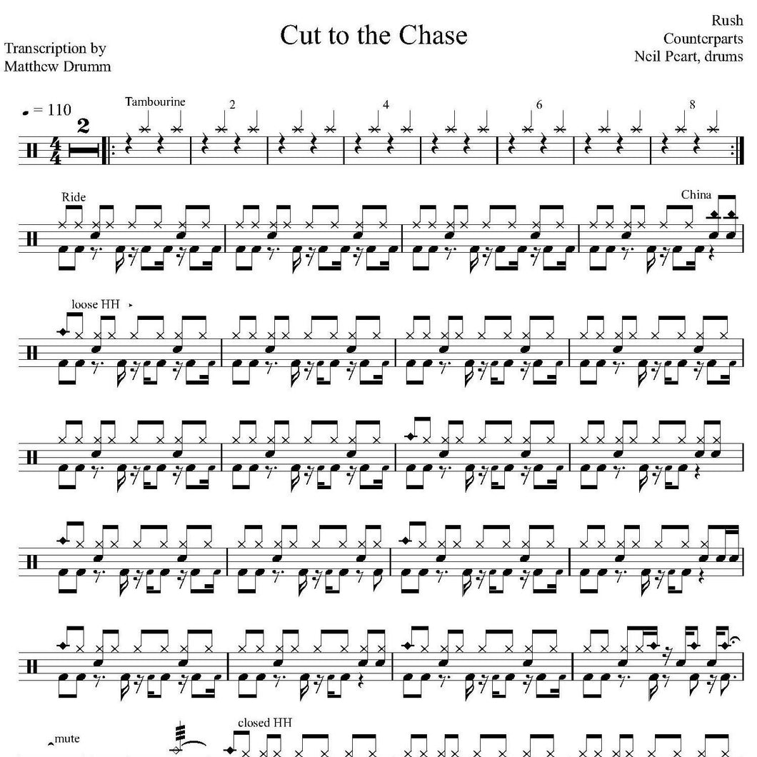 Cut to the Chase - Rush - Collection of Drum Transcriptions / Drum Sheet Music - Drumm Transcriptions