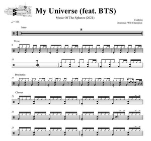 My Universe (feat. BTS 방탄소년단) - Coldplay - Full Drum Transcription / Drum Sheet Music - DrumSetSheetMusic.com