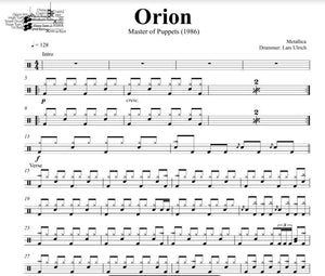 Orion - Metallica - Full Drum Transcription / Drum Sheet Music - DrumSetSheetMusic.com