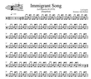Immigrant Song - Led Zeppelin - Simplified Drum Transcription / Drum Sheet Music - DrumSetSheetMusic.com